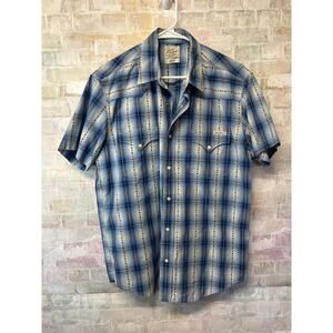 Lucky Brand Mens Large Western Sportswear Button Down Shirt 100% Cotton